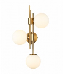 3 lights Gold Strip Type White Glass Wall Lamp