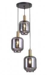 3 Lights Gold Lamp Body Smoke Glass Pendant Lamp