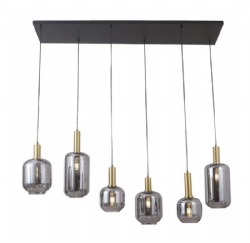 6 Lights Gold Lamp Body Smoke Glass Pendant Lamp