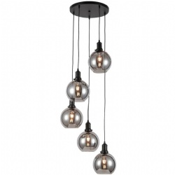 5 Lights Matt Black Smoke Glass Pendant Lamp
