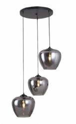 3 Lights Smoke Apple Shape Glass Pendant Lamp