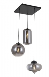 3 Lights Mixed Smoke Glass Pendant Lamp