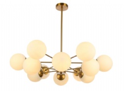 12 Lights White Glass Gold Plated Pendant Lamp