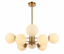 8 Lights White Glass Gold Plated Pendant Lamp