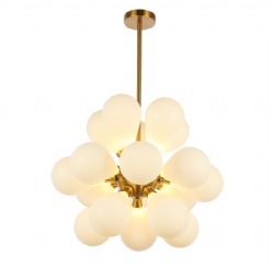 Gold Frame Pendant Lamp with White Glass - Chic Lighting Solution for Home & Office